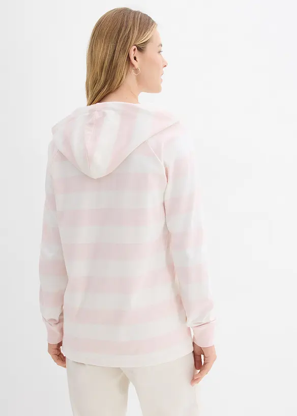 Tunn topp med huva i bomullsmix, bonprix