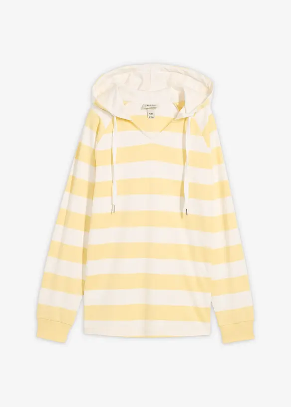 Tunn topp med huva i bomullsmix, bonprix