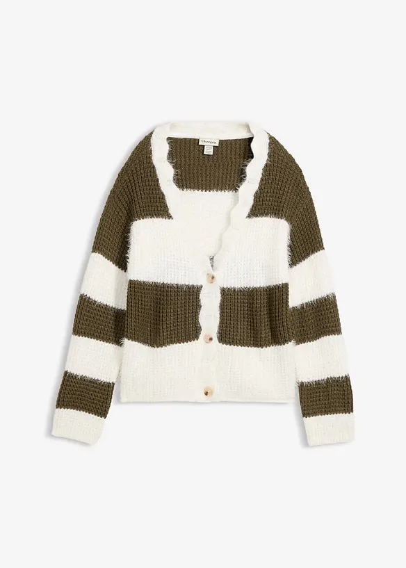 Grovstickad cardigan i vid modell, bonprix