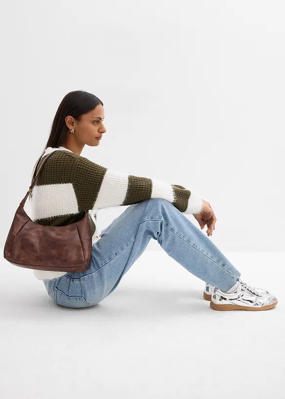 Grovstickad cardigan i vid modell, bonprix