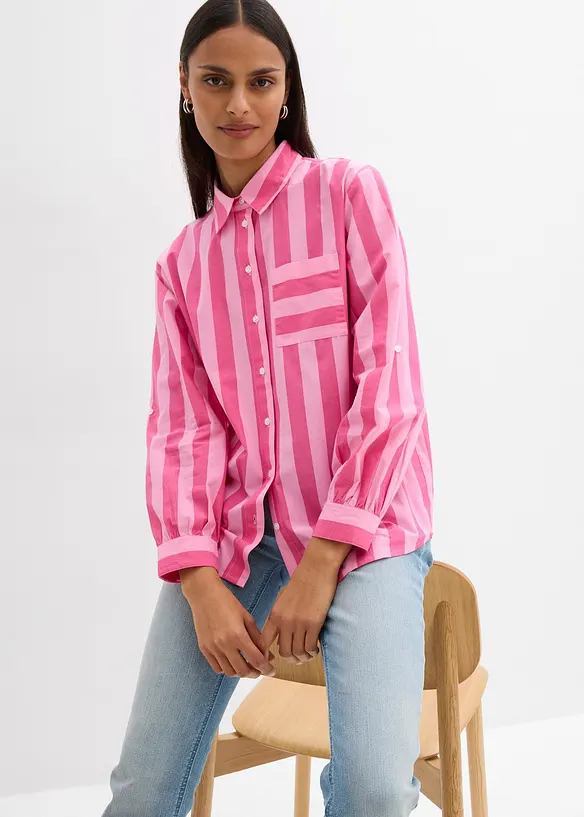 Skjortblus i ekologisk bomull, bonprix