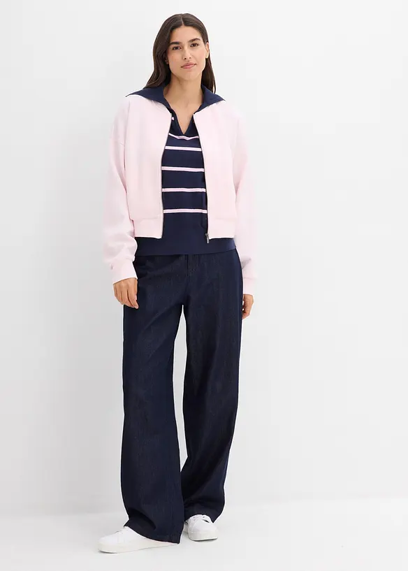 Finstickad tr&ouml;ja med tenniskrage, bonprix