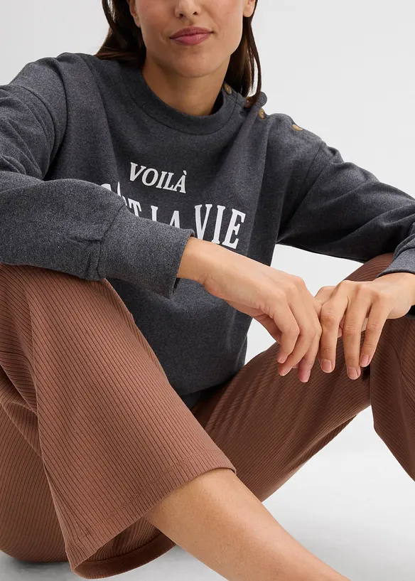 Ribbade leggings av viskosmix, kort modell, bonprix