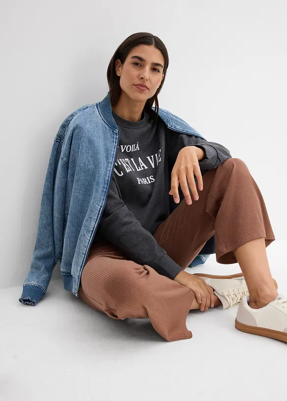 Ribbade leggings av viskosmix, kort modell, bonprix