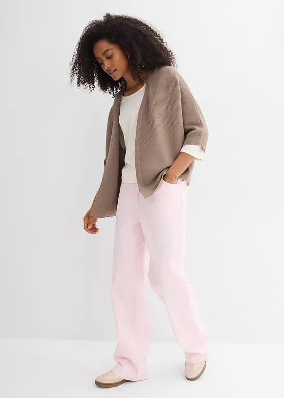 Ribbstickad oversizecardigan i viskosmix, bonprix