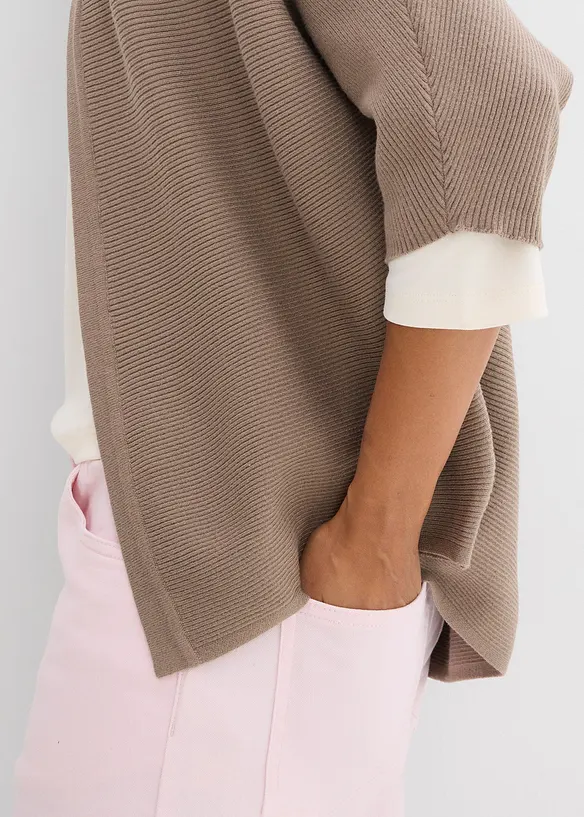 Ribbstickad oversizecardigan i viskosmix, bonprix