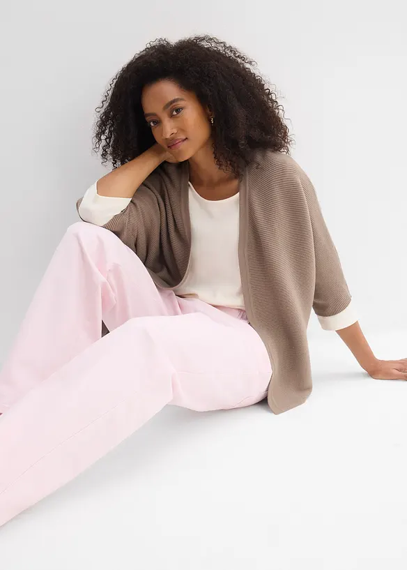 Ribbstickad oversizecardigan i viskosmix, bonprix