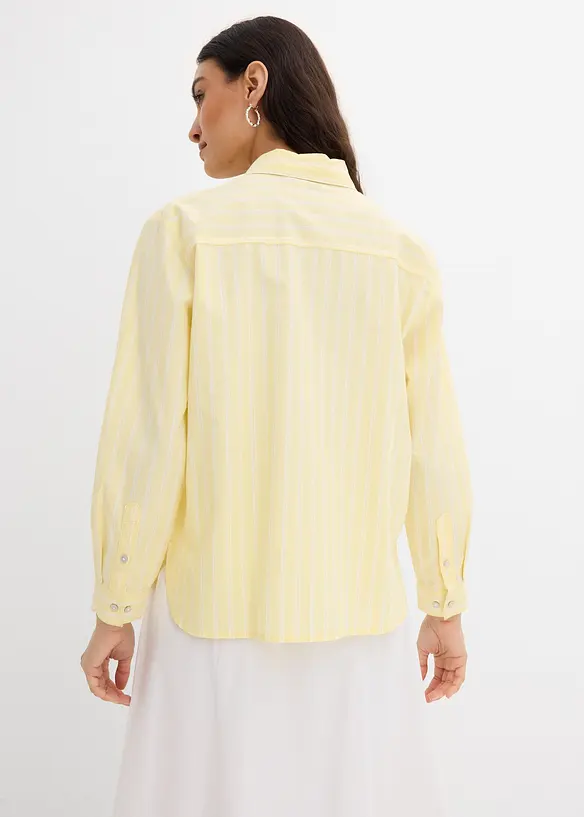 Randig skjortblus i ekologisk bomull, bonprix