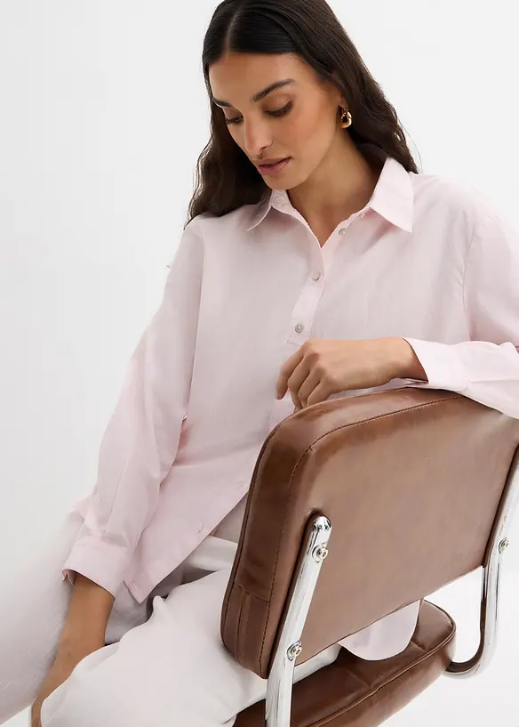 Randig skjortblus i ekologisk bomull, bonprix