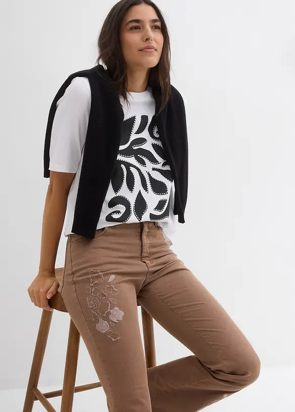 Bootcut-jeans med broderi, bonprix