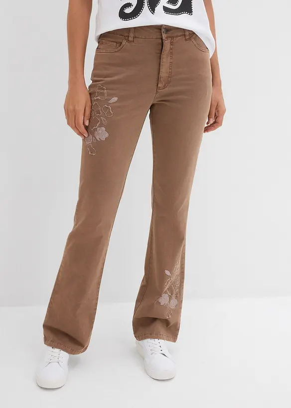 Bootcut-jeans med broderi, bonprix
