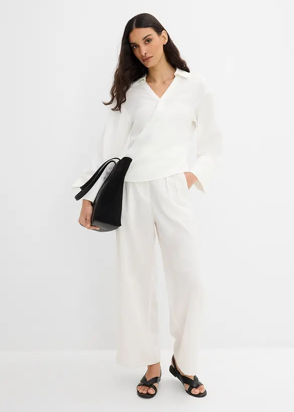 Asymmetrisk blus i viskosmix, bonprix