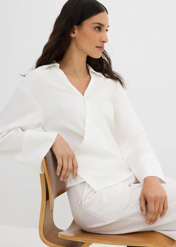 Asymmetrisk blus i viskosmix, bonprix