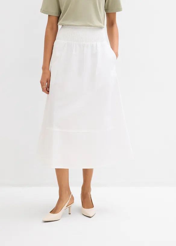 Mellanl&aring;ng kjol i ren bomull, bonprix