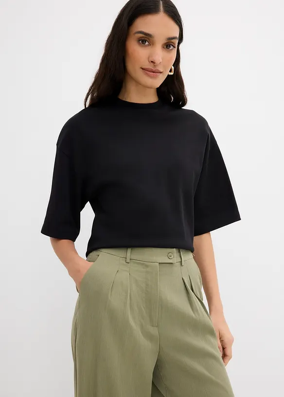 Byxa med dekorativ knapp, av viskosmix, bonprix