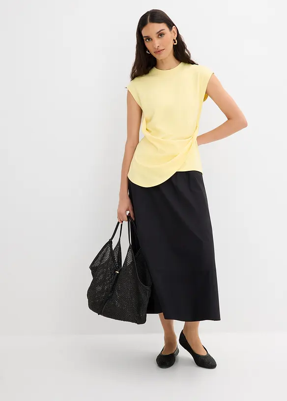 Topp av viskosmix, med asymmetrisk nederkant, bonprix