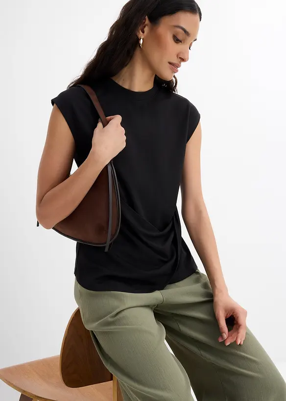 Topp av viskosmix, med asymmetrisk nederkant, bonprix