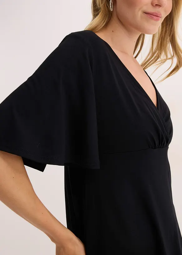 Jerseytopp med djup ringning, bonprix