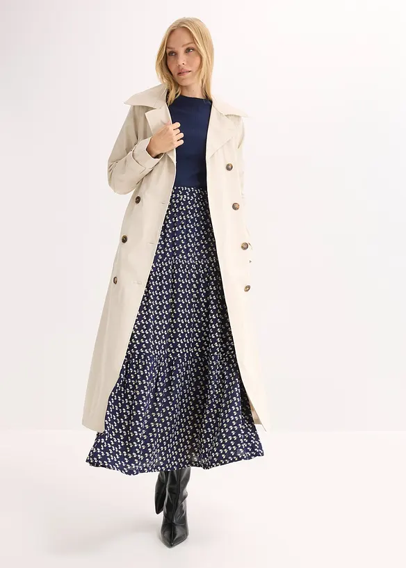 Maxikjol med v&aring;der, i viskos med struktur, bonprix