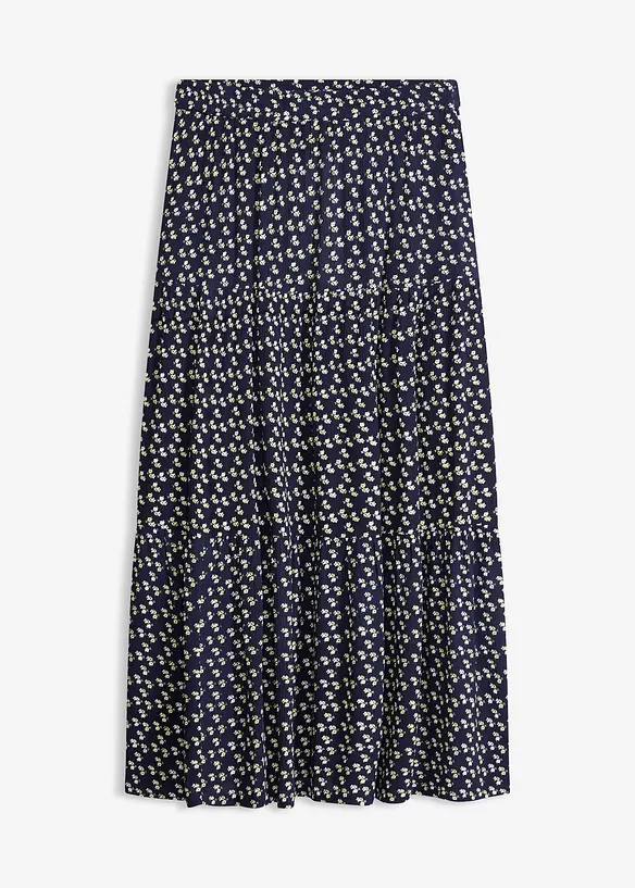 Maxikjol med v&aring;der, i viskos med struktur, bonprix