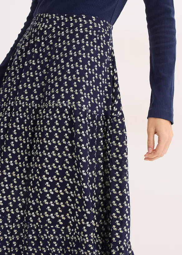 Maxikjol med v&aring;der, i viskos med struktur, bonprix