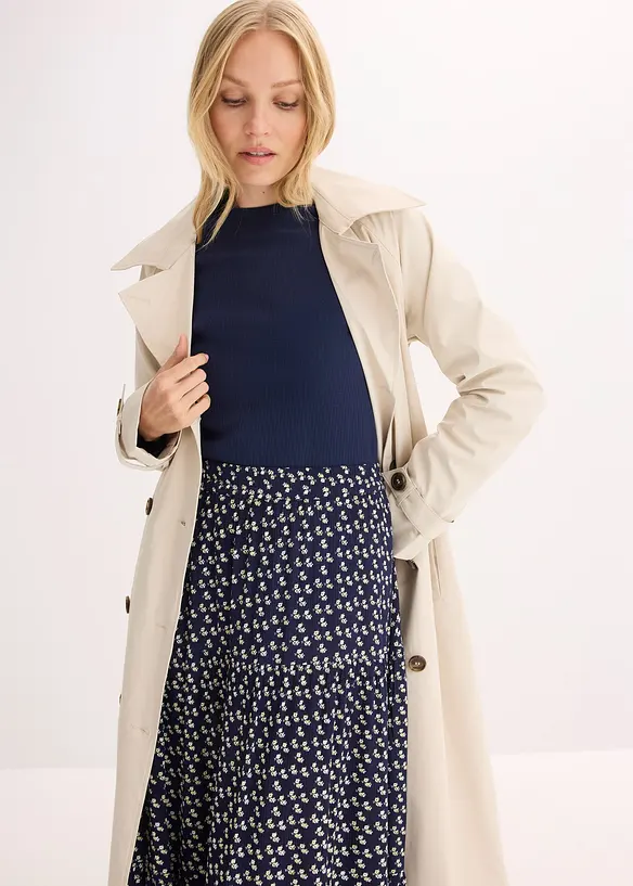 Maxikjol med v&aring;der, i viskos med struktur, bonprix