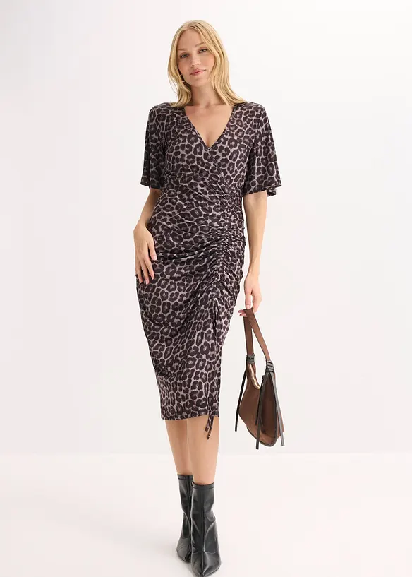 Mellanl&aring;ng kl&auml;nning med insv&auml;ngd midja, bonprix