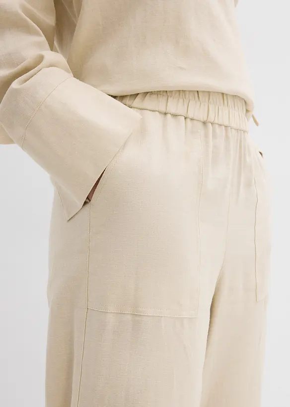 Byxa i barrelmodell, av tunn linnemix, bonprix