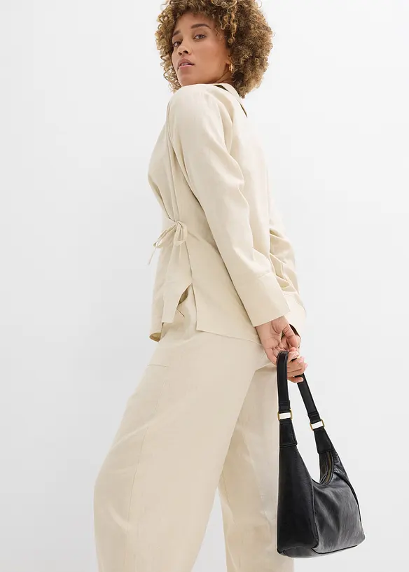 Byxa i barrelmodell, av tunn linnemix, bonprix