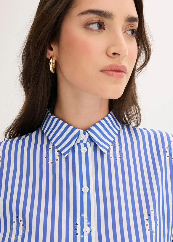 Oversizeblus med h&aring;lbroderi, bonprix