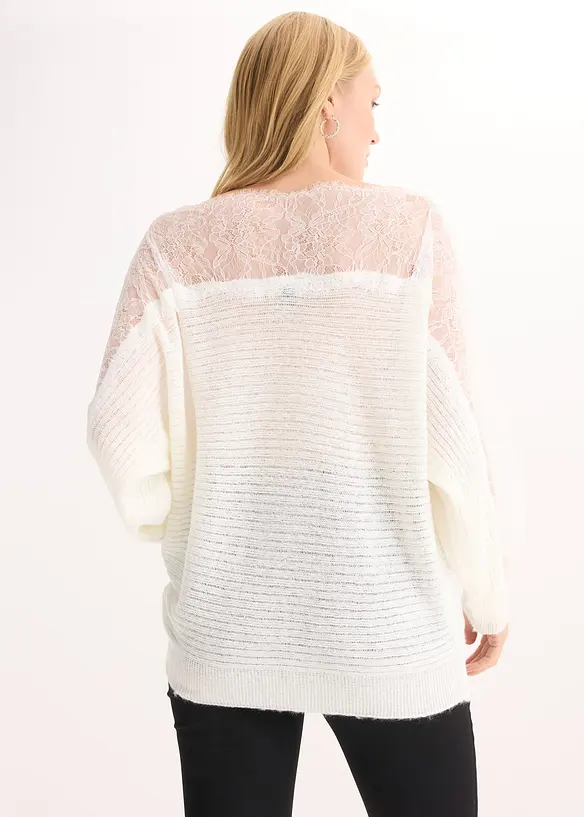 Off shoulder-tr&ouml;ja med spets, bonprix