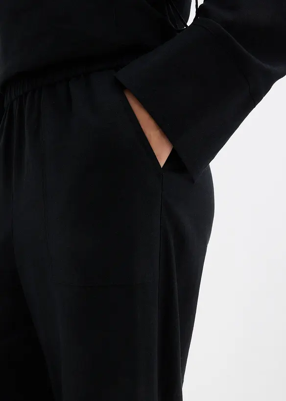 Byxa i barrelmodell, av tunn linnemix, bonprix