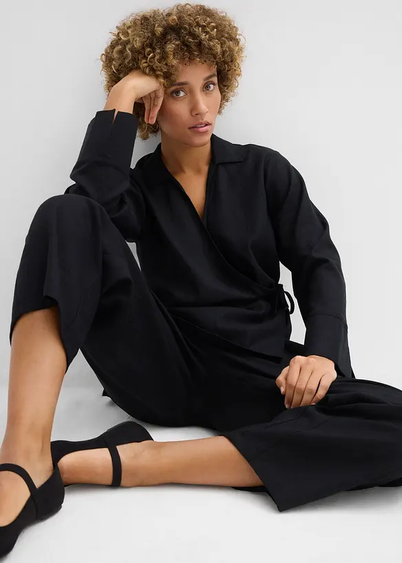 Omlottblus av linnemix, bonprix