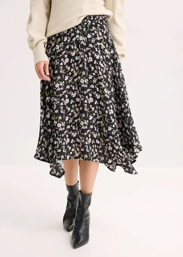 Midikjol av ren viskos, bonprix