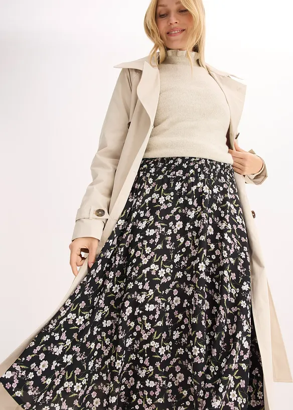 Midikjol av ren viskos, bonprix