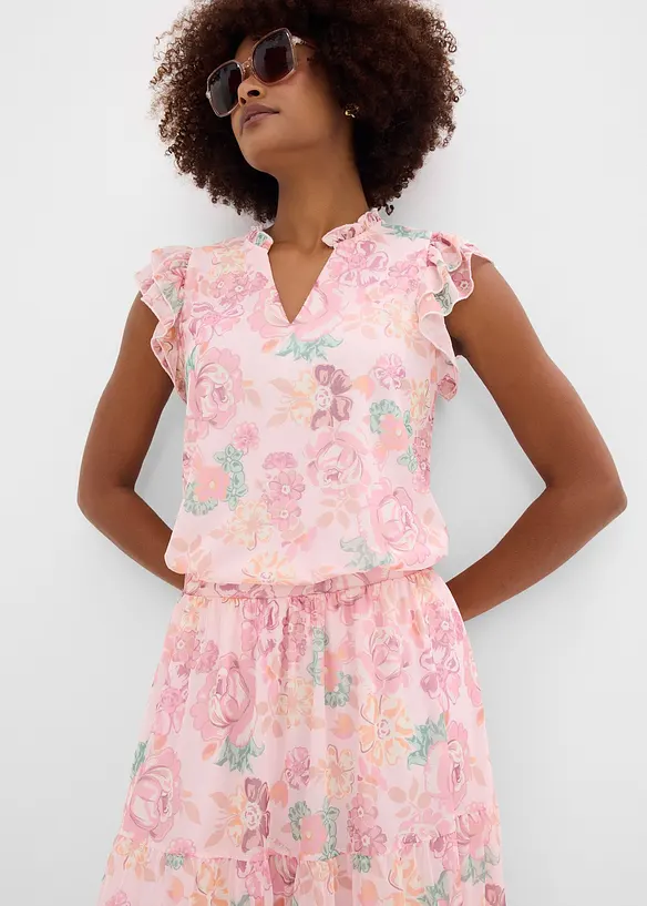 Maxikjol i mjuk mesh, bonprix