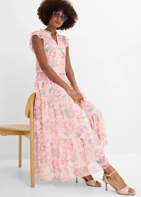 Maxikjol i mjuk mesh, bonprix