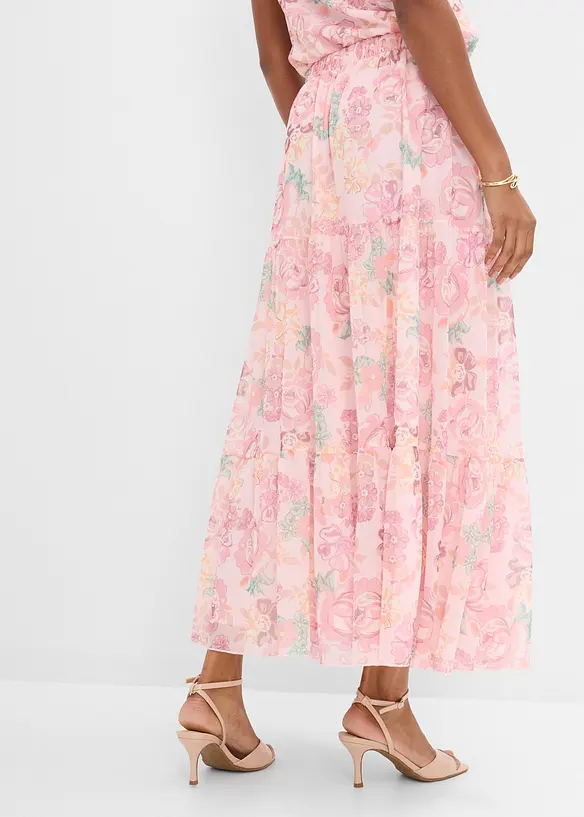 Maxikjol i mjuk mesh, bonprix