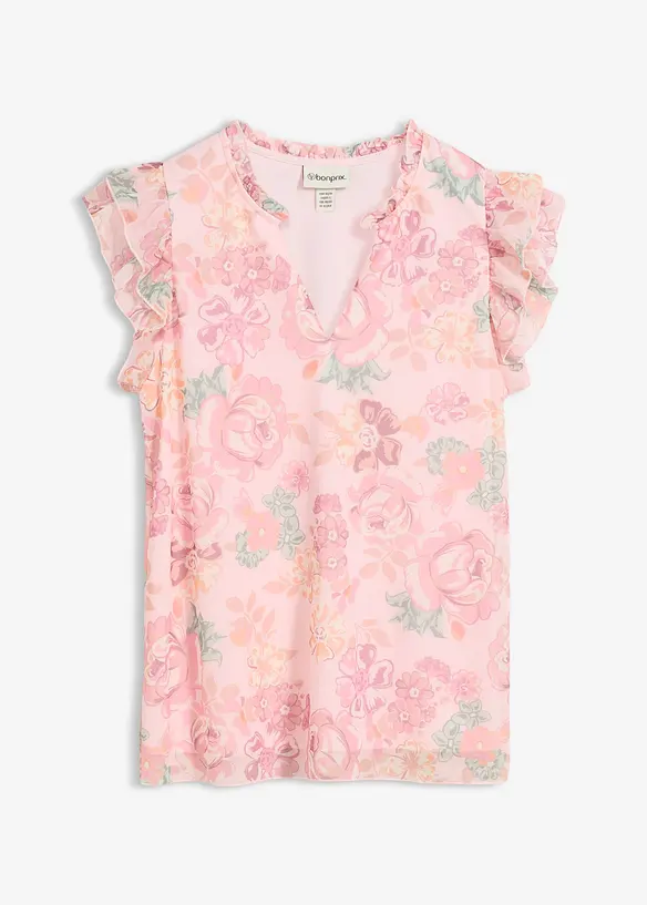 Blustopp i mjuk mesh, bonprix