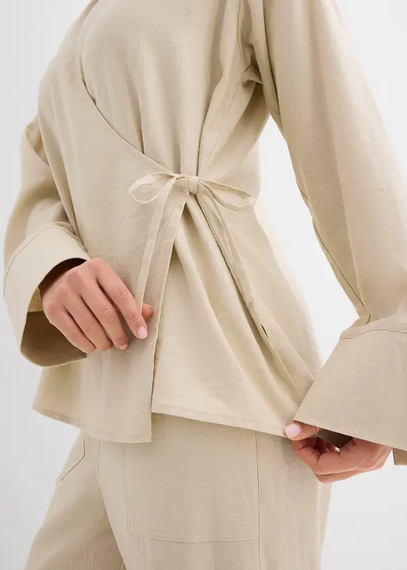 Omlottblus av linnemix, bonprix