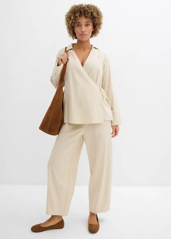 Omlottblus av linnemix, bonprix