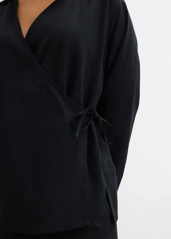 Omlottblus av linnemix, bonprix