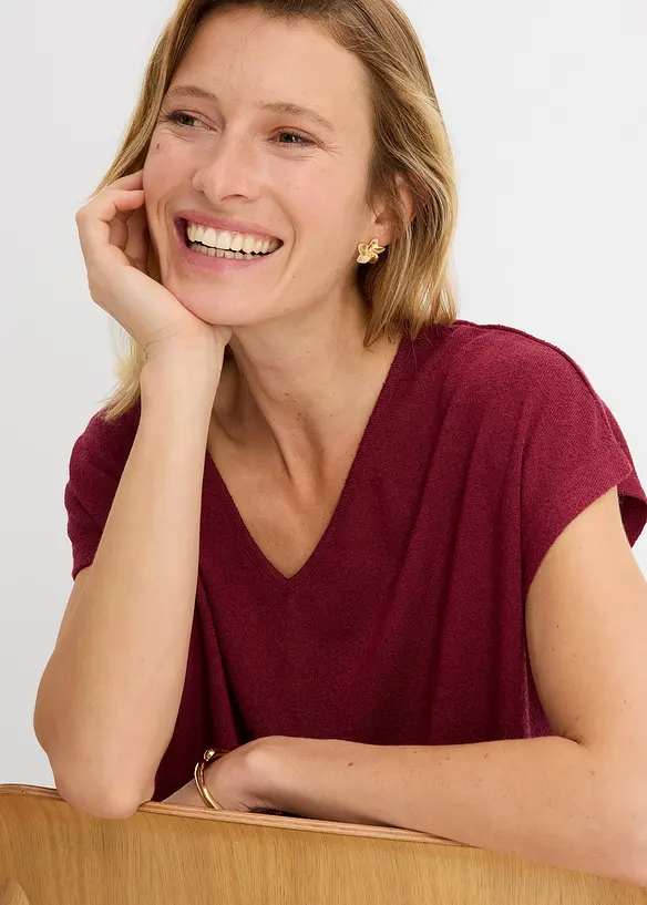 Oversizetopp med stickad look, bonprix