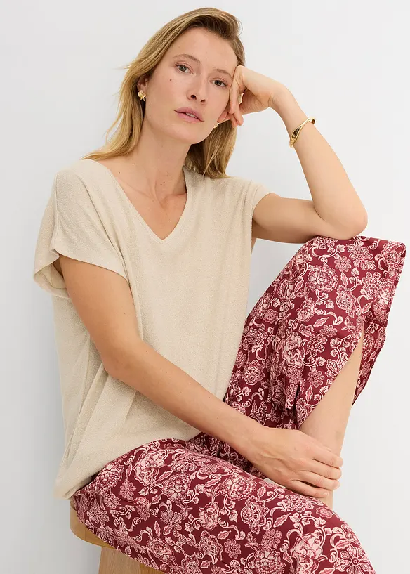 Oversizetopp med stickad look, bonprix