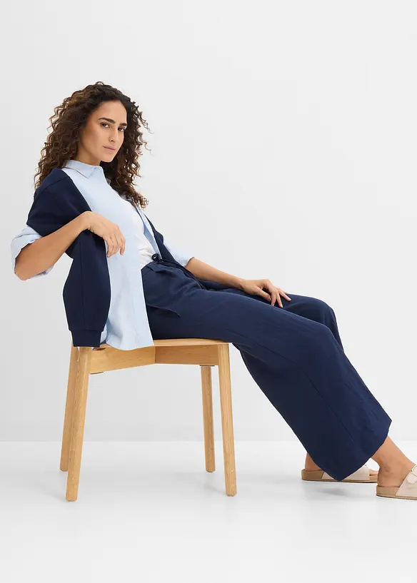 Culottebyxa i b&ouml;ljande viskosmix, bonprix