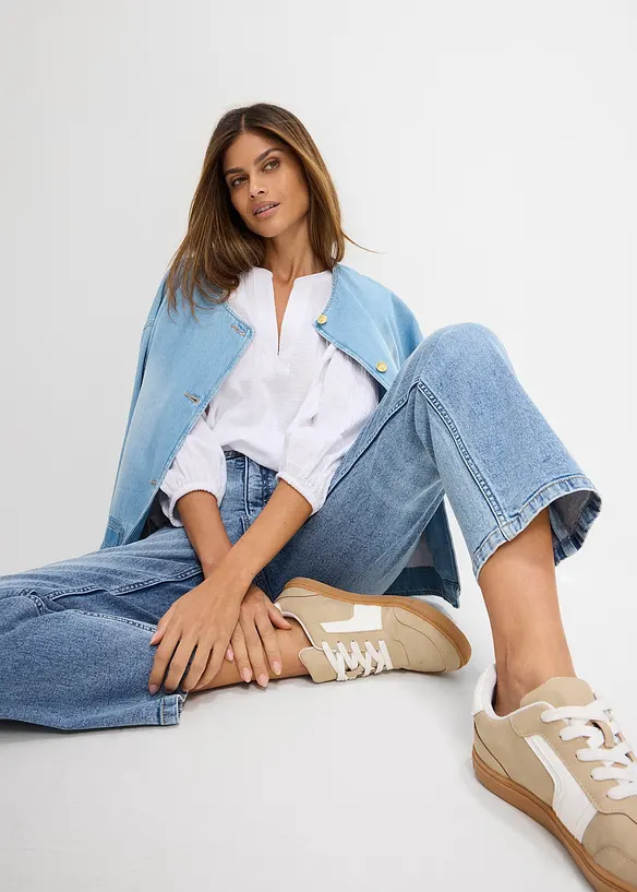 Straight jeans i Loose modell med High Waist, cropped, bonprix