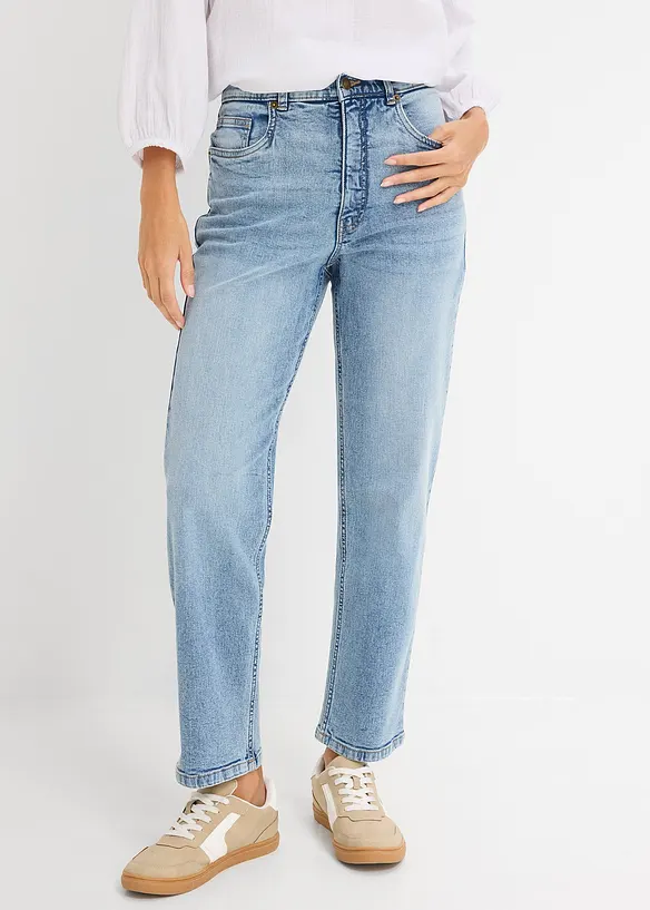 Straight jeans i Loose modell med High Waist, cropped, bonprix