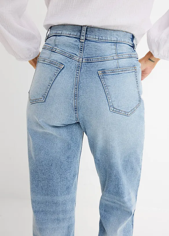 Straight jeans i Loose modell med High Waist, cropped, bonprix