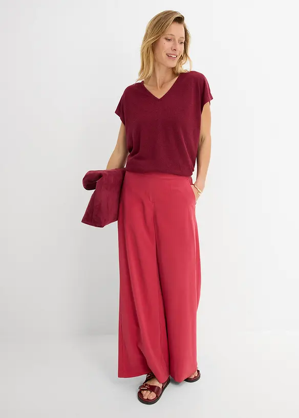 Oversizetopp med stickad look, bonprix