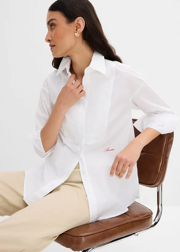 Skjortblus med frackbr&ouml;st, bonprix